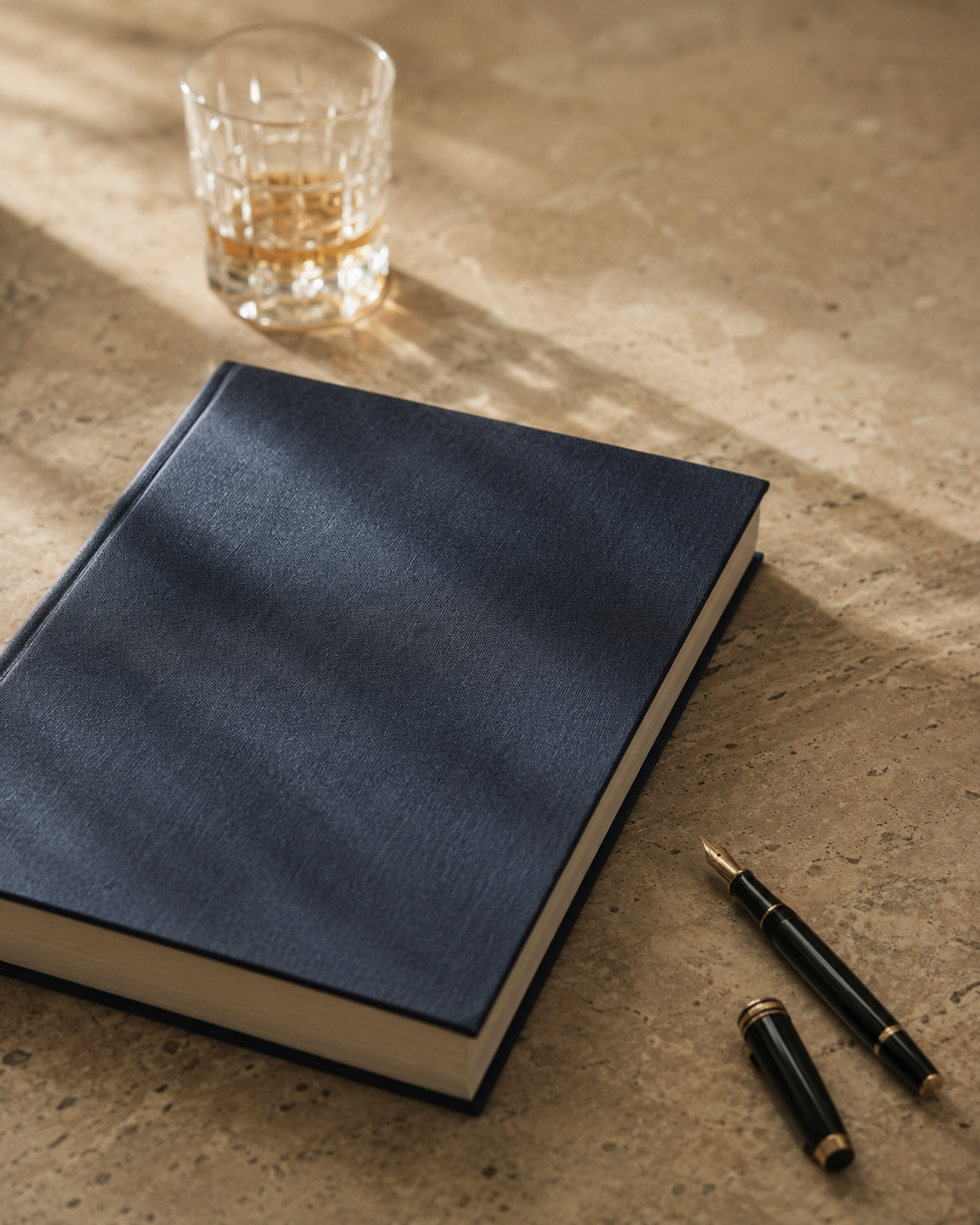 Whisky and notebook